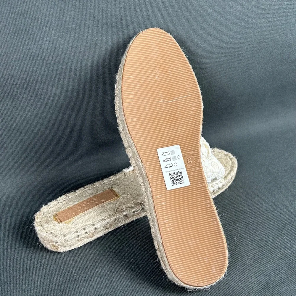 ASOS Womens White Floral‎ Eyelet Lace Knot Espadrille Slide Sandals US 10